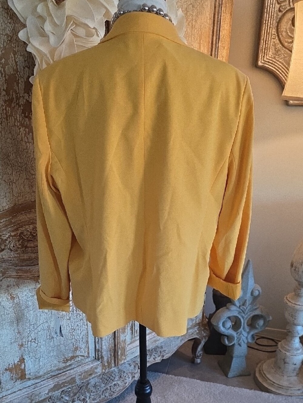 Bar III Canary Yellow Double-Breasted Women's Blazer - Picture 9 of 11